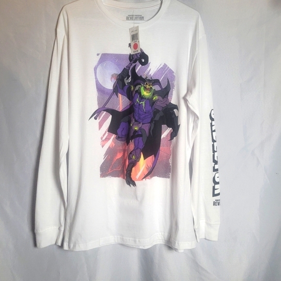 NWT Masters of the Universe Revelation Skeletor White Long Sleeve Shirt Size L - Picture 1 of 9